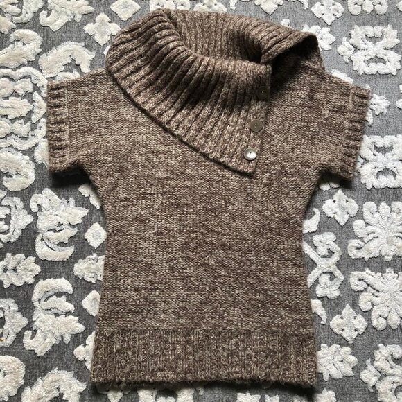 Like love, Brown & White knit, cowl-neck, wool/alpaca blend, sweater, Sz: Small - Picture 1 of 9